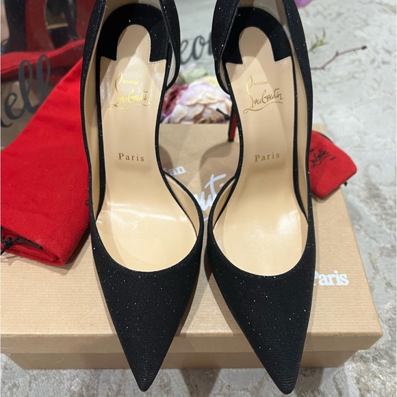 SOLD!!!! Authentic Christian Louboutin black glitter 42 Iriza 100 pumps heels - Picture 3 of 14